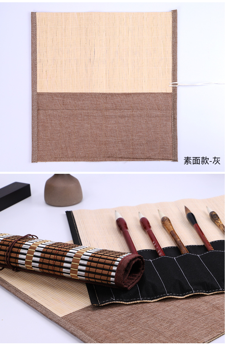 毛笔帘卷笔袋收纳竹制卷帘式便携古风大容量笔帘
