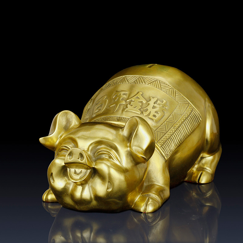 纯铜招财金猪存钱罐家居饰品工艺品铜猪生肖猪客厅摆件猪生日礼物