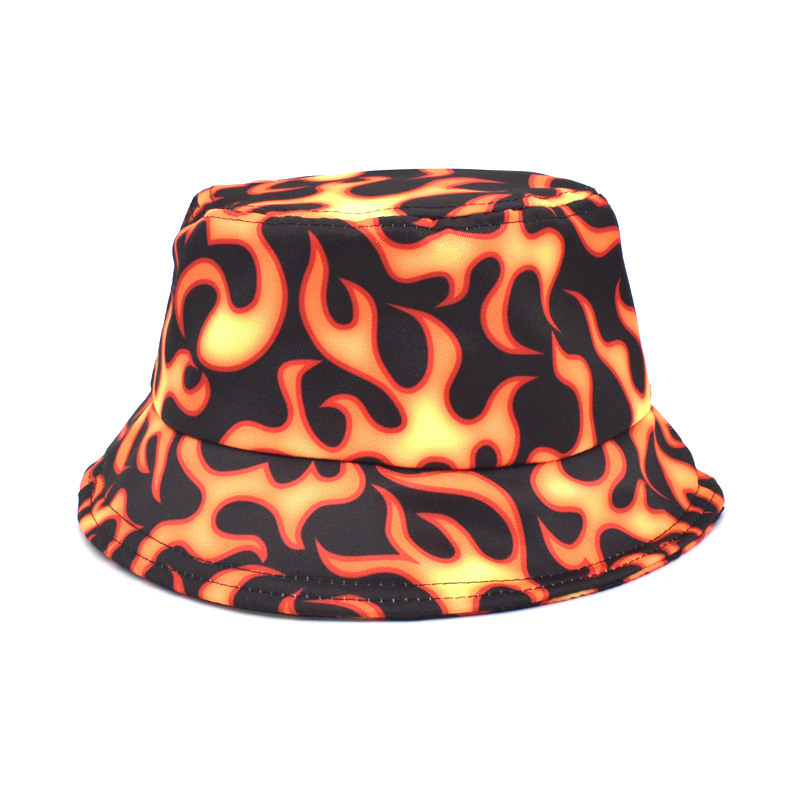 European and American New Flame Printing Bucket Hat Trendy Men and Women Street Trend Bucket Hat Outdoor Travel Sun Protection Hat