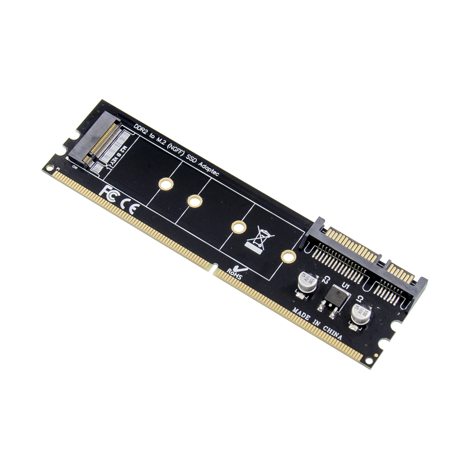 ddr2内存插槽m.2 ssd到sata扩展板 ddr2 to m.2 ngff ssd adapter