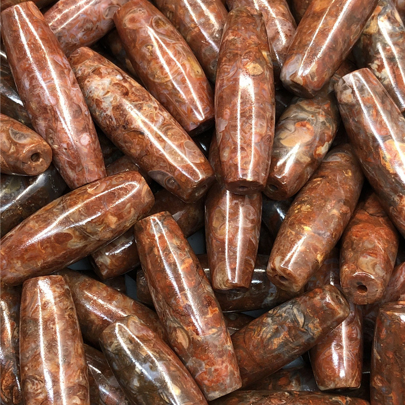 法螺天珠蜗牛化石桶珠背云配饰吊坠 40mm左右红螺天珠