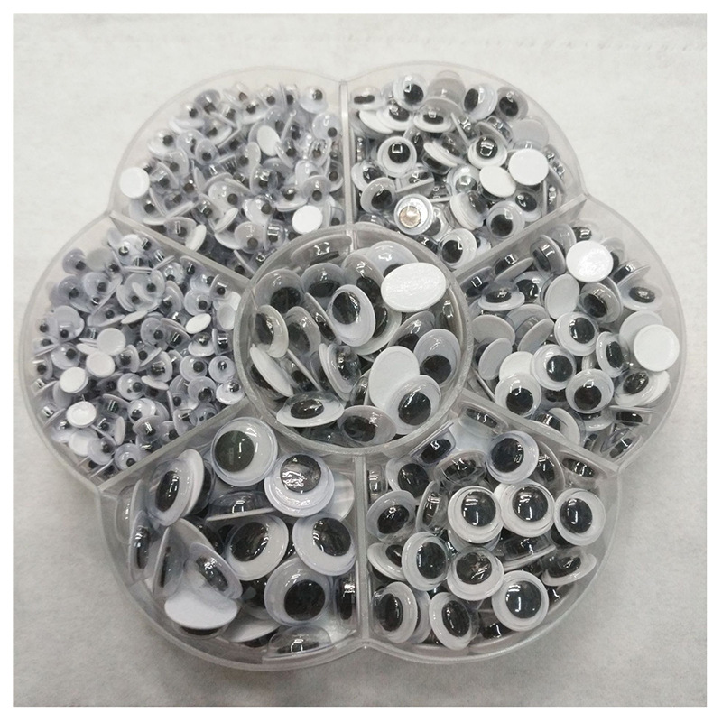 800pcs Adhesive Movable Eyes Eyes Boxed Black and White Movable Eyes Animal Eyes Plum Blossom Box