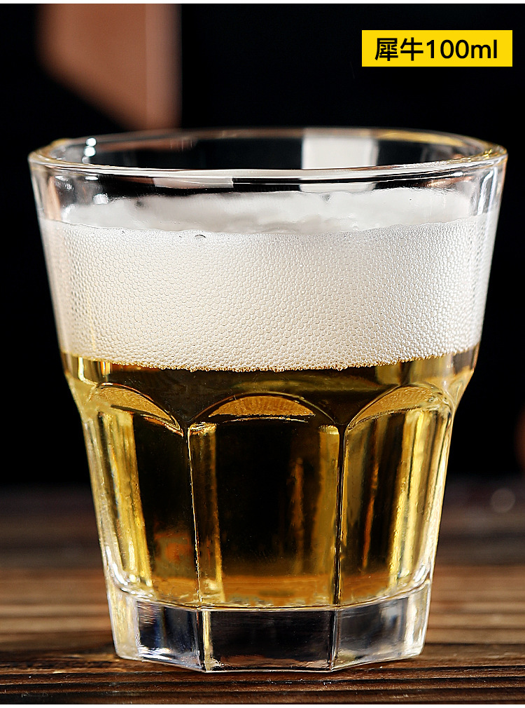 钢化杯玻璃啤酒杯杯子八角杯耐热茶杯烈酒杯威士忌杯加厚酒吧ktv