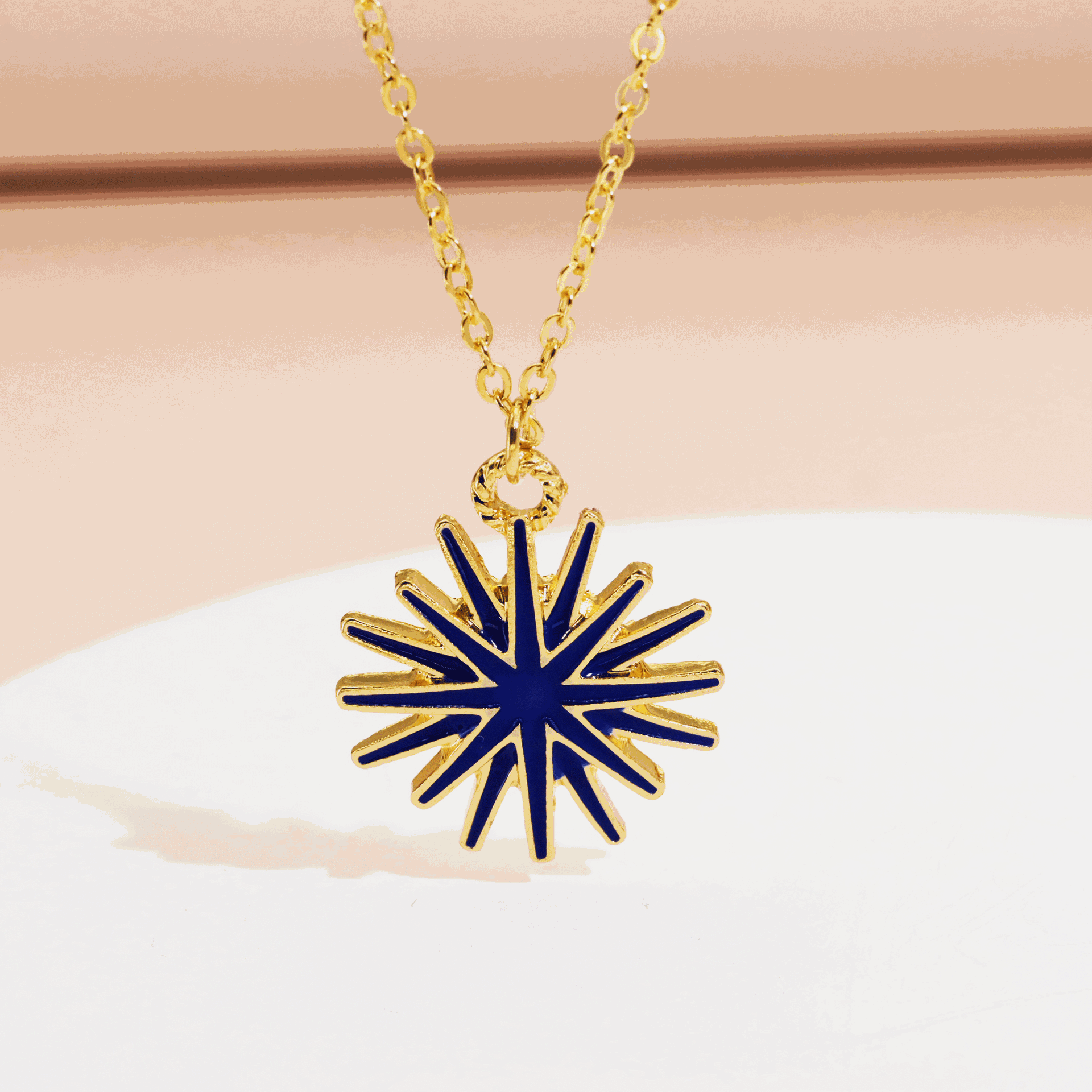 韩版新款滴油八芒星项链欧美跨境热销珐琅吊坠项坠女青岛饰品厂