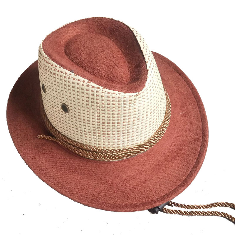 Factory Direct Sales Outdoor Straw Fashion Cowboy Hat Straw Hat Mixed Woven Deerskin Velvet Gift Hat