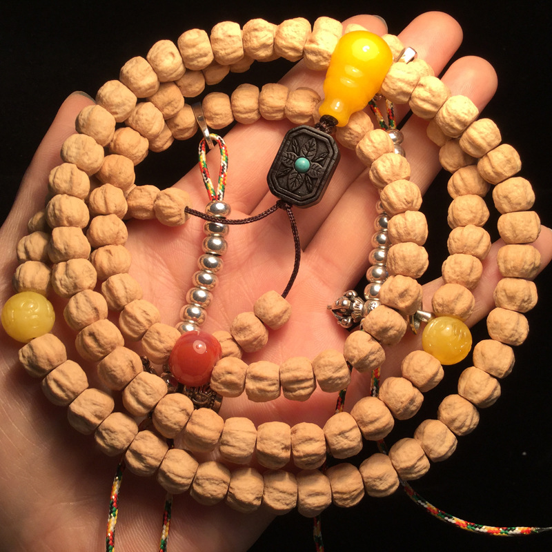 热振寺百香籽108颗藏式百香籽菩提子配南红蜜蜡高油密百香籽手串