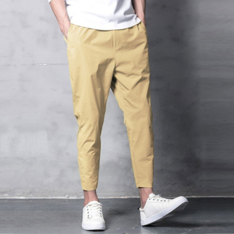 Spring and Summer Stretch Casual Pants Men's Ankle Length Pants Student Korean Style Loose Harem Pants Skinny Black Thin Ankle Banded Pants