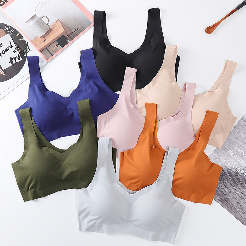 Japanese Peace of Mind Four Generations Seamless Wireless Push up Sleep Shockproof Yoga Large Size Sports Vest Bra Underwear for Women