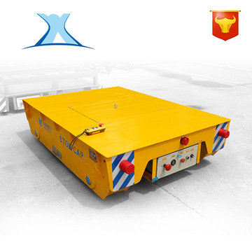 低压轨道供电式电动平车50t无线遥控运行灵活重载平板车