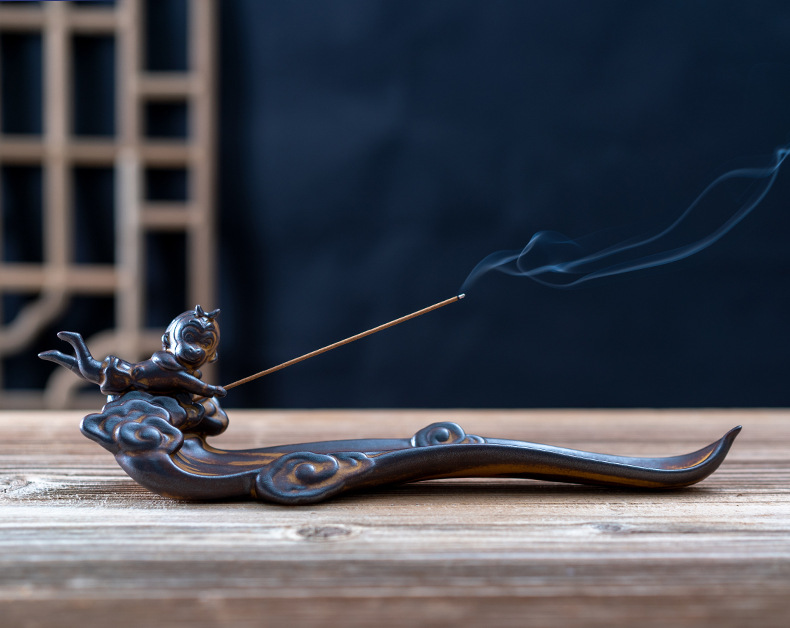 予善檀香线香炉香插香座禅意室内熏香家用卧香炉陶瓷香薰炉仿古炉