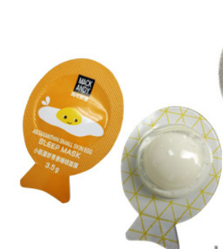 小肌蛋免洗睡眠面膜包装 鱼形双色鸡蛋面膜灌装泡罩加工