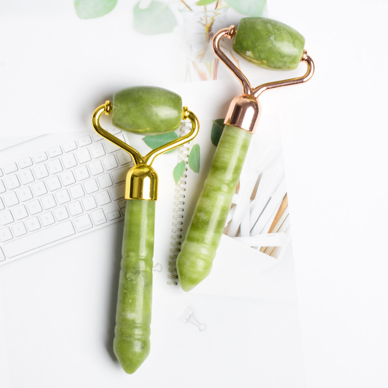 便捷居家型滚轮按摩棒 单头玉石美容器 眼部面部手动提拉美容棒