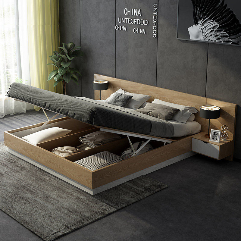 8酒店双人床与床头柜连体