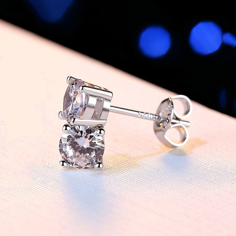 s925纯银四爪耳钉女韩版小清新简约气质百搭四爪甜美耳饰品 批发