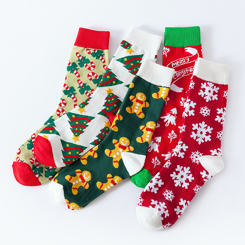 2023 New Christmas Stockings Autumn and Winter European and American Ins Trendy Socks Amazon Tube Socks Cross-Border Christmas Socks