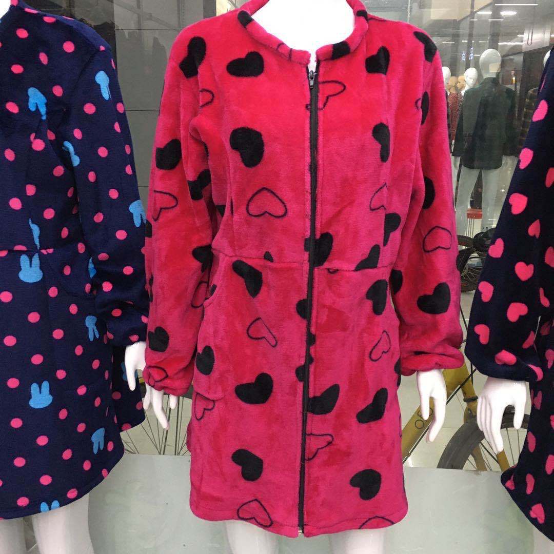 秋冬季成人法兰绒罩衣围裙护衣韩版拉链长袖加厚保暖防污厂家直销