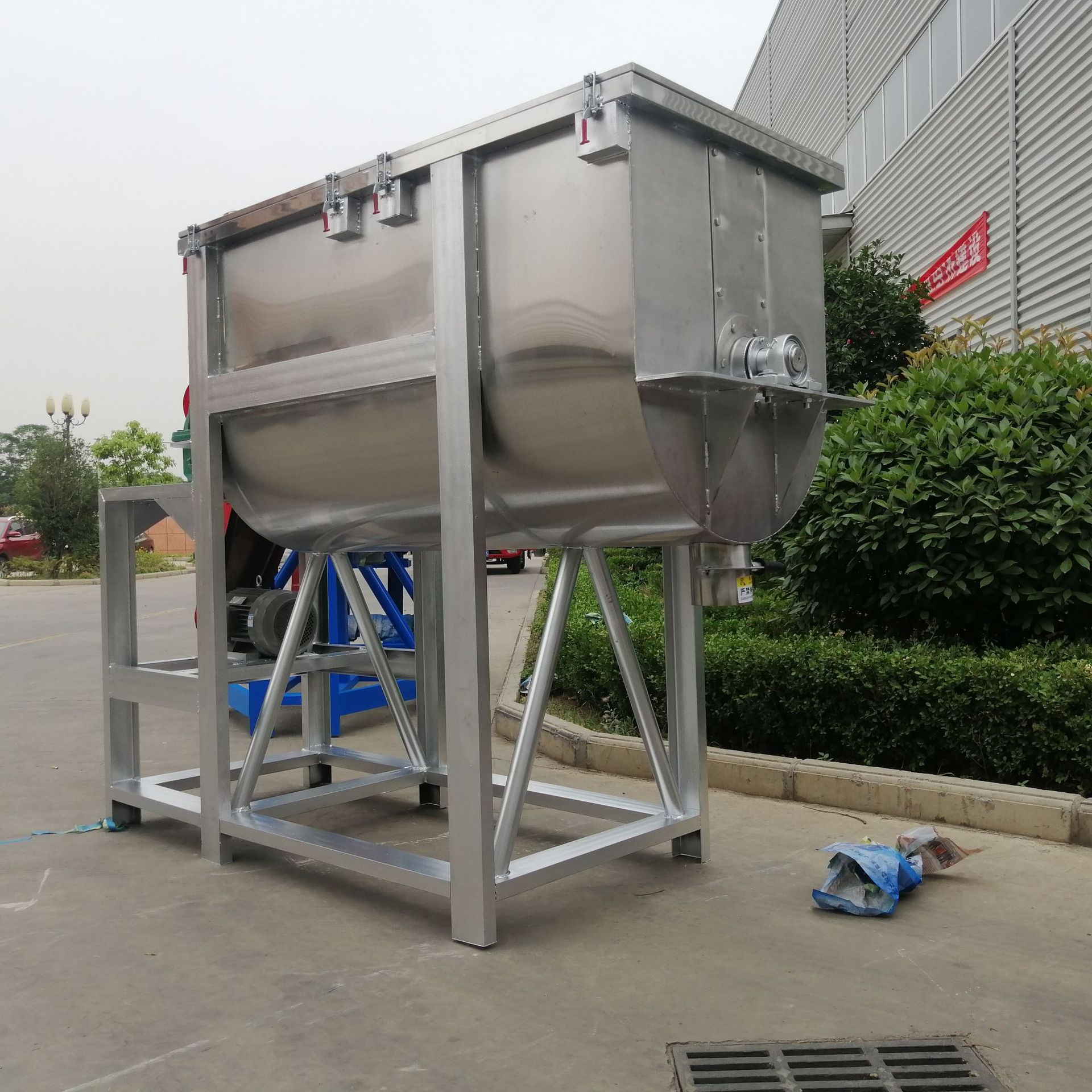 不锈钢卧式搅拌机 干粉双螺带拌料机化工粉体搅拌机 饲料混合机