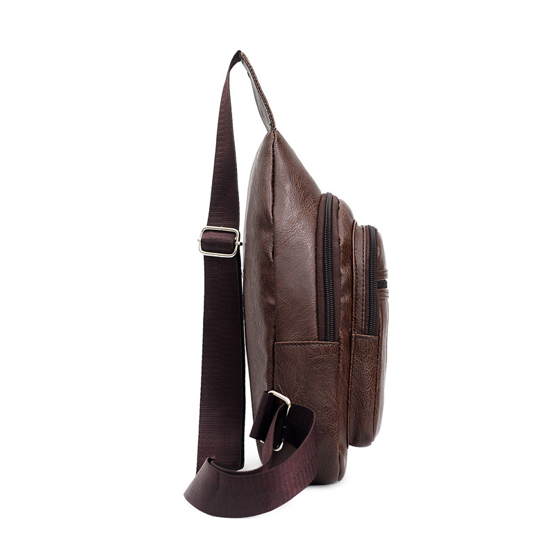 胸包男2020新款pu单肩包男士韩版斜挎包防水胸前包旅游小背包