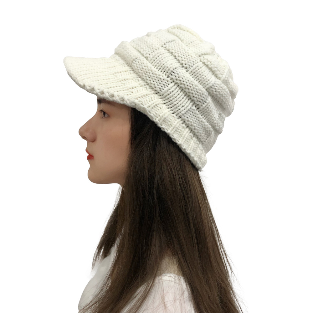 2020欧美ebay亚马逊爆款女士针织棒球帽 带鸭舌镂空帽檐毛线帽