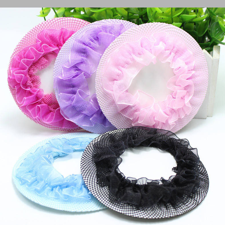 Children Dance Hair Net Grading Updo Elastic Hair Ring Dance Headdress Handmade Headdress Flower Net Bag Hair Accessories Wholesale