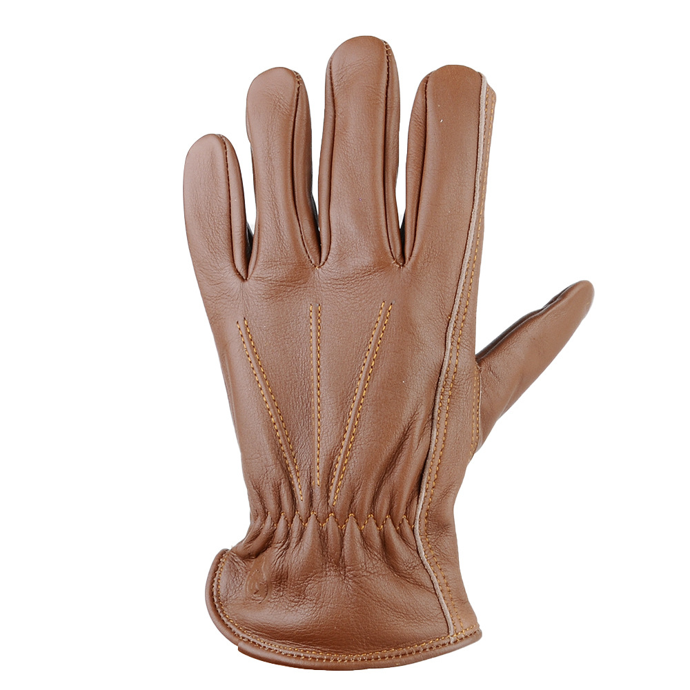 耐脏牛头层皮革手套松紧手套手腕男女通用手套安全工作劳保手套