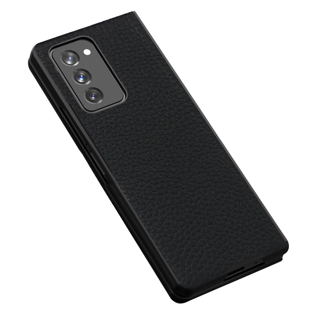 新款适用三星z fold 2折叠5g手机壳galaxy fold2荔枝纹真皮保护套