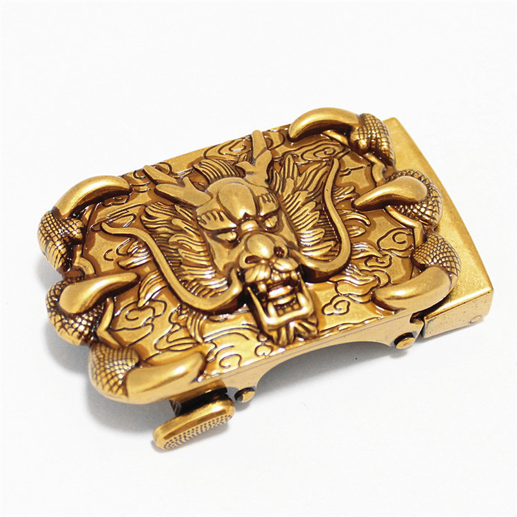 男士皮带扣 男式压扣卡子 厂家定制35mm龙霸气纯铜色自动扣腰带扣