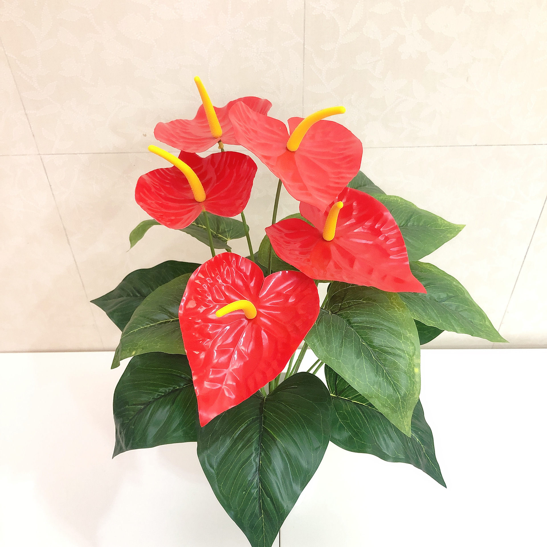 18头红掌花手感大红掌高档把束落地客厅装饰植物