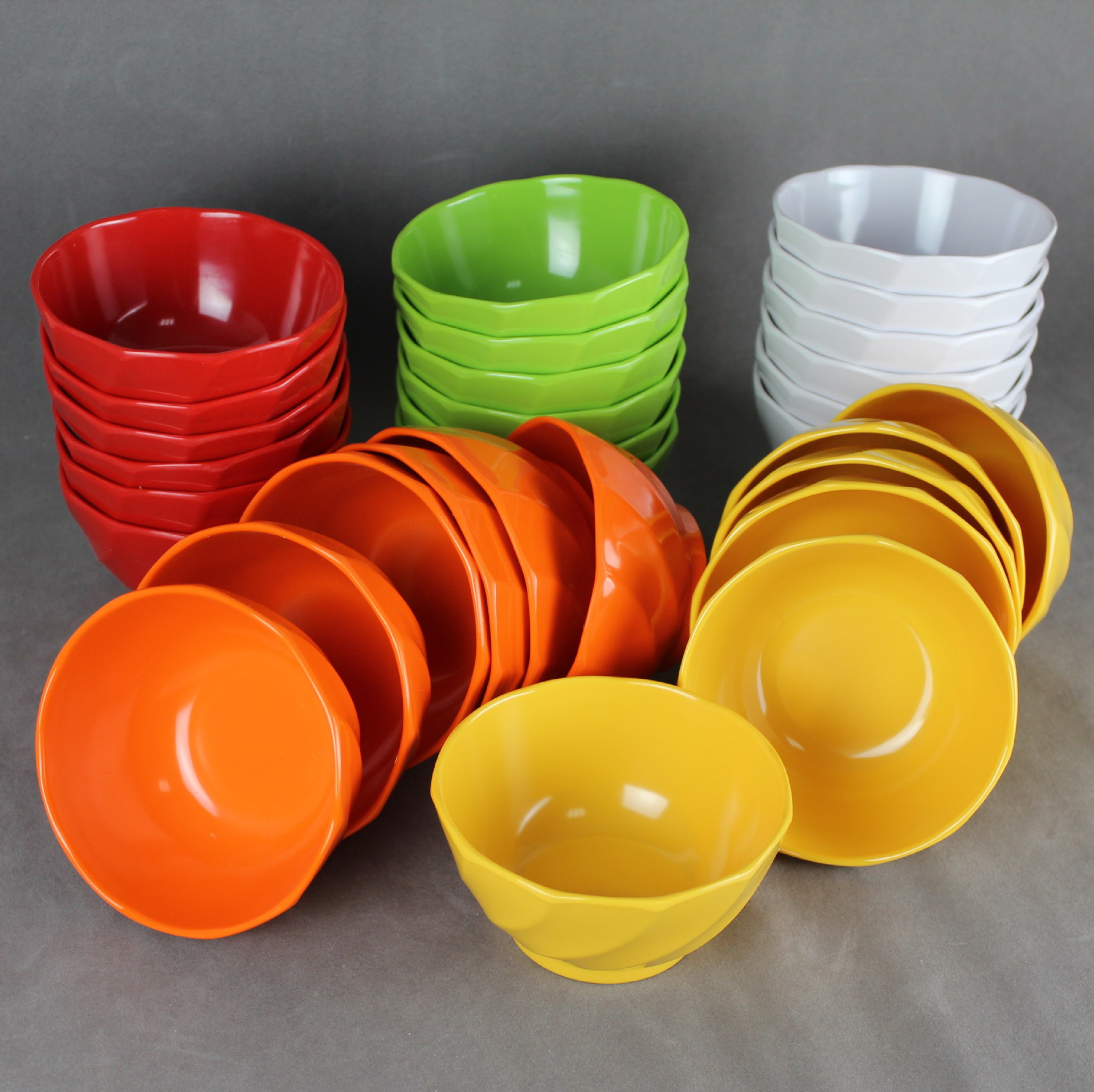 晶湖工厂批发a5密胺彩色碗 美耐皿双色碗 定制贴花花边碗