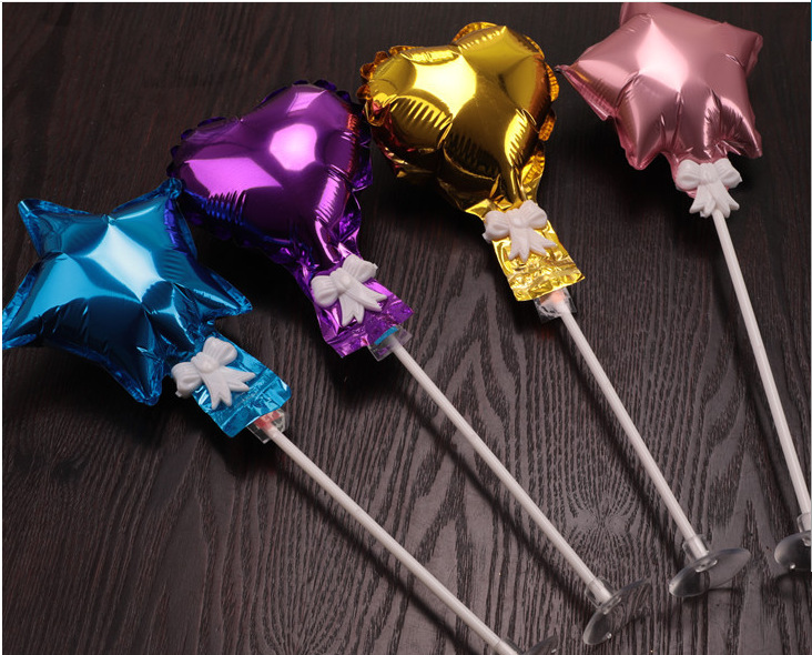 气球棒白色蝴蝶结气球杆托礼品气球托杆可夹5寸铝膜气球杆托