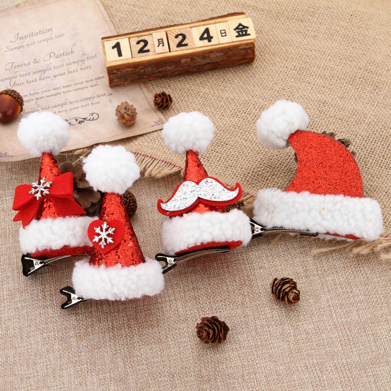 2023 New Children's Mini Hat for Christmas Decorations Duckbill Clip Dress up Headwear Cute Cartoon Barrettes