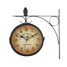跨境货源欧式铁艺复古创意家居 壁钟双面挂钟表double side clock