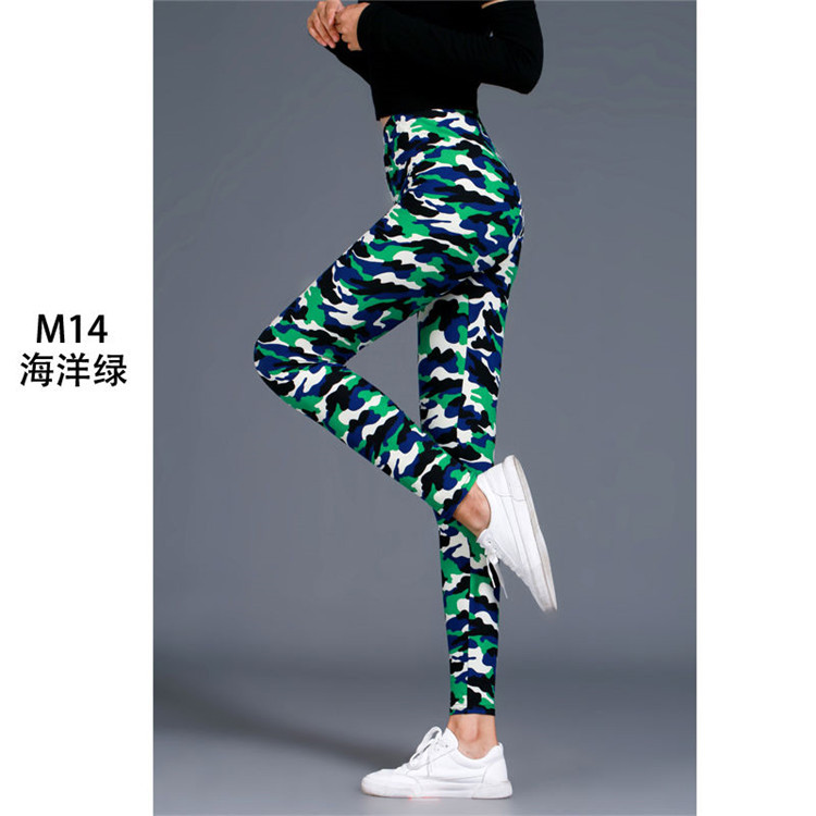 8216 Samouflage Style Printed Leggings European and American Fashion Elastic Ankle-Length Pants Wholesale Aliexpress Amazon Delivery