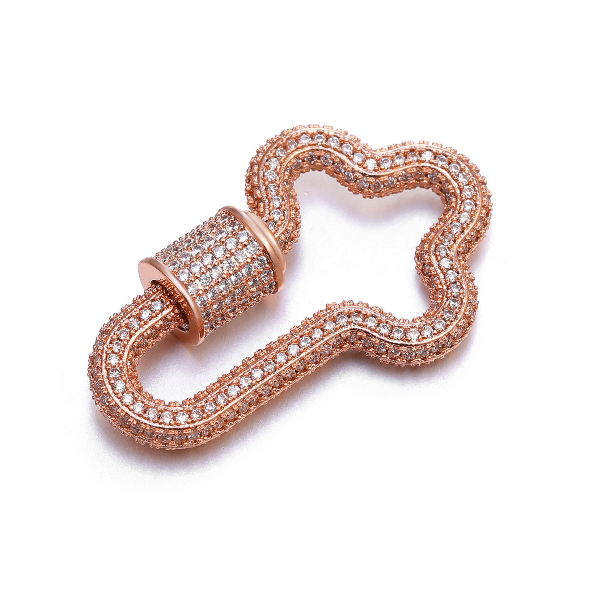 满钻铜微镶连接扣十字架饰品扣子diy项链扣微镶登山扣镀金配件