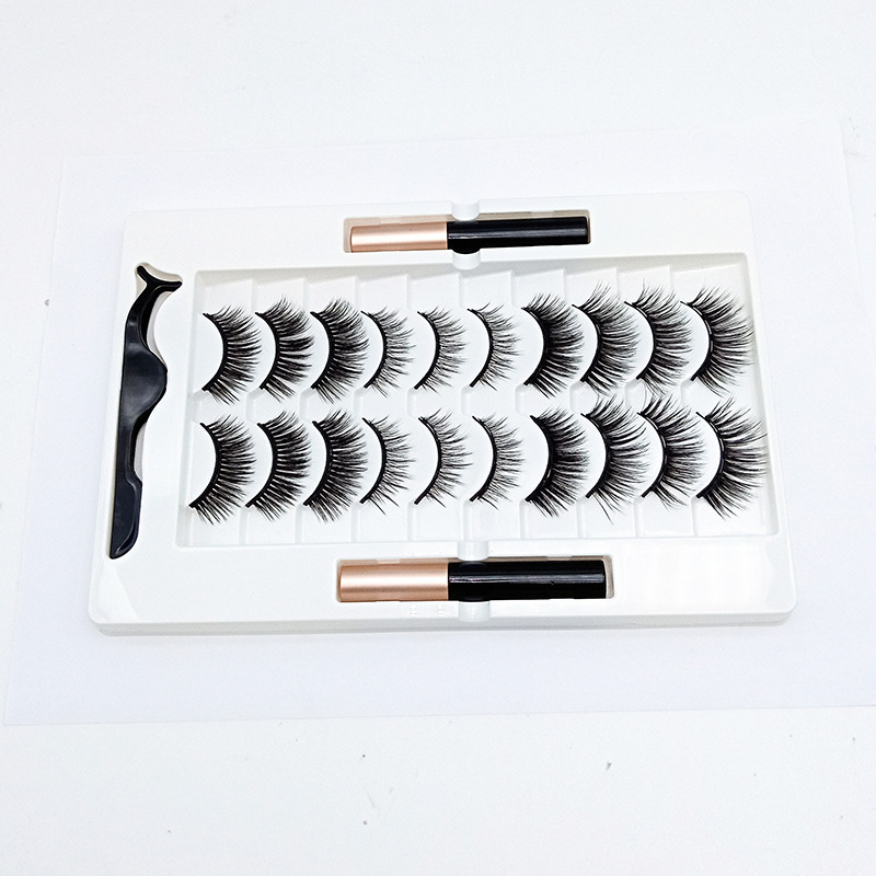 Ten Pairs of Five Magnetic Magnetic False Eyelashes Suit 2 Magnetic Liquid Eyeliner Three-Dimensional Multi-Level Eyelash Wholesale