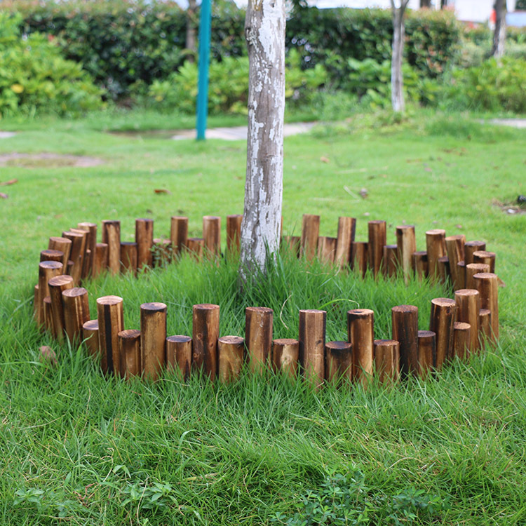 庭院户外防腐木栅栏小篱笆阳台花园花坛装饰碳化木桩圆木围栏实木