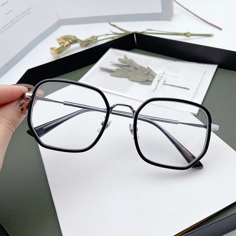 km2112复古风简约哑光色眼镜镜腿豹纹图男女小红书同款无度数眼镜