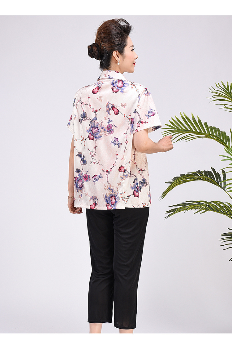 加大码加肥胖大妈衣服中年女装妈妈夏装中老年衬衫宽松200斤套装