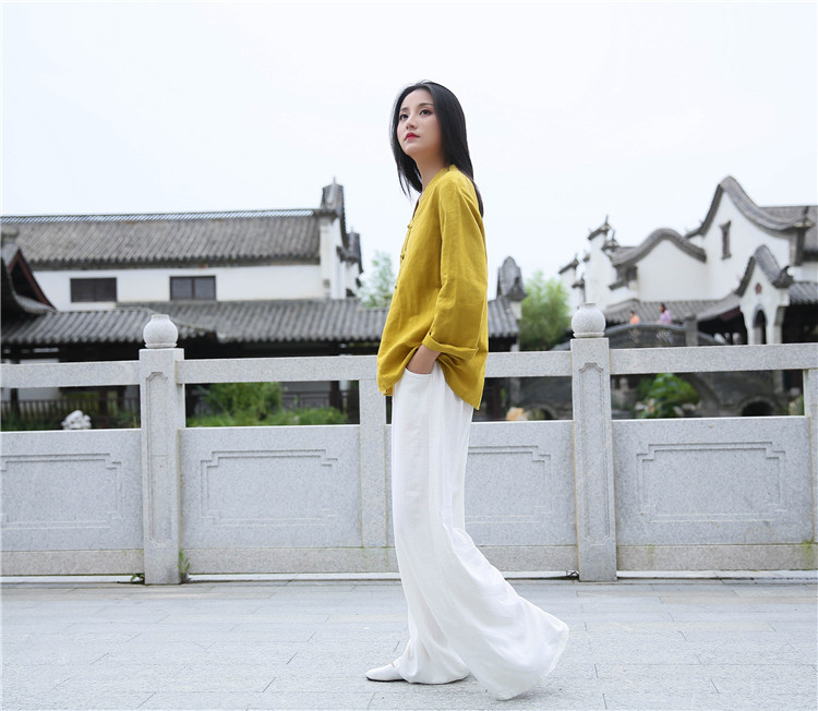 22春夏棉麻女装新品念百秀纺复古文艺禅意盘扣砂洗女式衬衫开衫