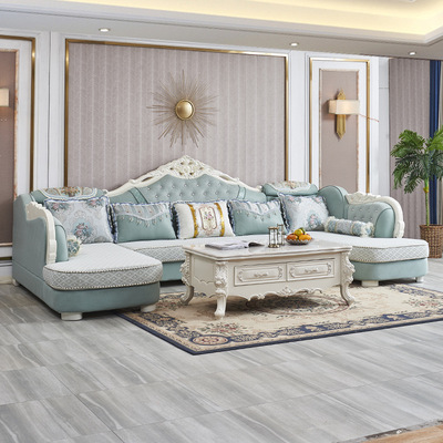 大款u型欧式布艺沙发组合可拆洗大户型简欧沙发客厅贵妃轻奢套装