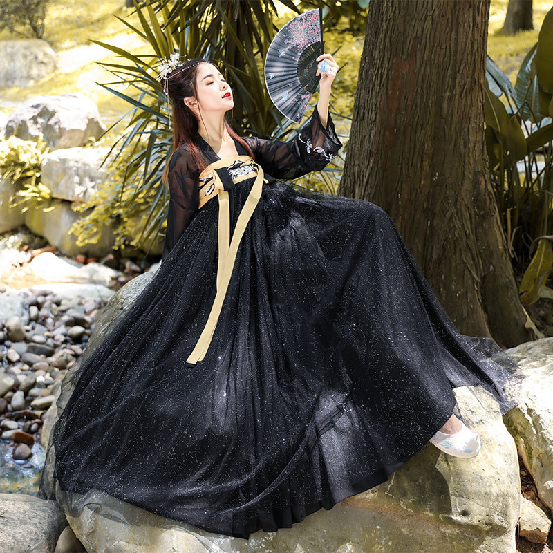 汉服女正品原创暗星古装仙女飘逸薄纱古风齐胸襦裙6米摆中国风秋