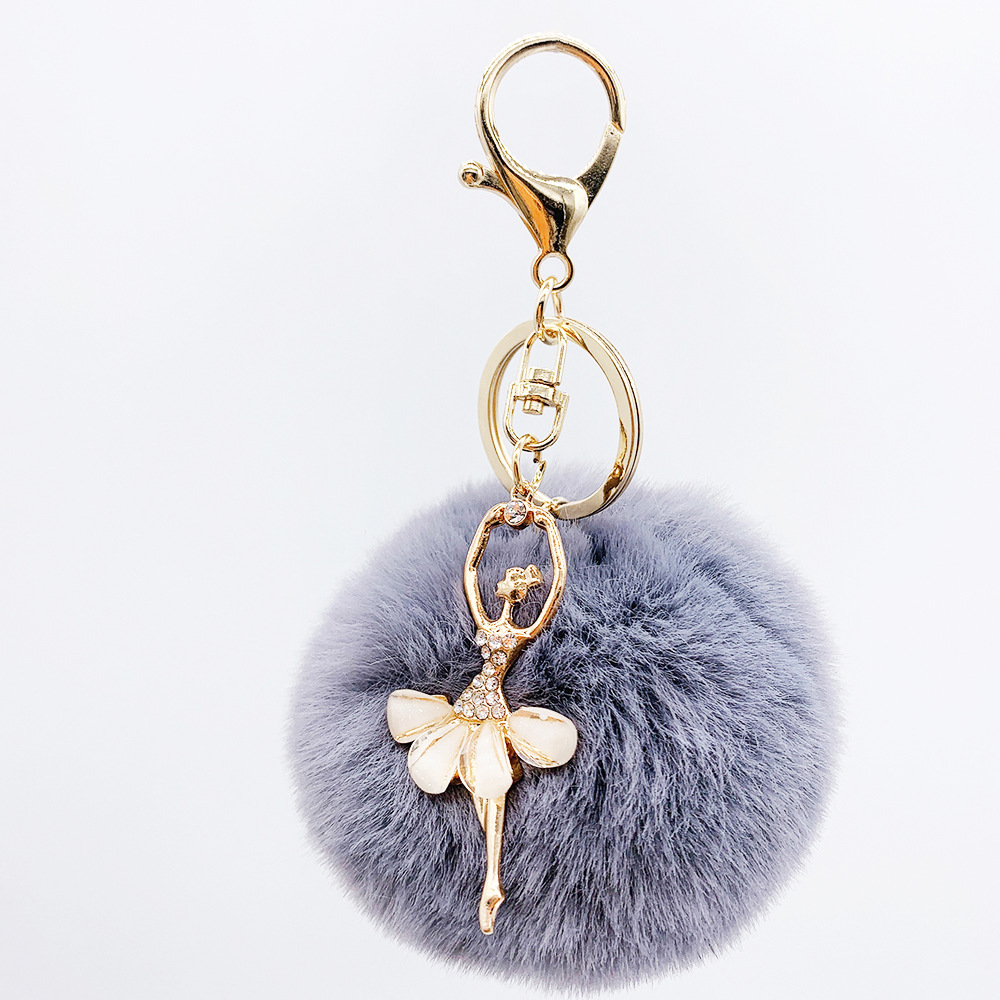 Angel Dancing Girl Fur Ball Keychain Ring Chain Fur Women's Bag Pendant Accessories Women's Bag Pendant Pendant Wholesale