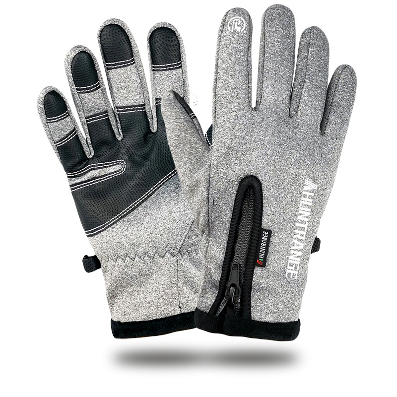 Outdoor Waterproof Gloves Ski Touch Screen Winter Men and Women Windproof Fleece Reflective Zipper Full Finger Riding Warm Gloves