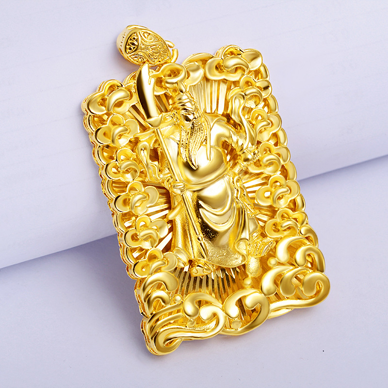 越南沙金霸气男士佛方牌 泰国金弥勒佛镀金项链吊坠厂家直销