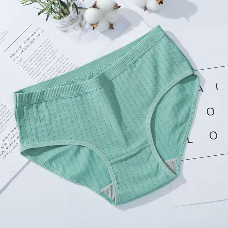 Women's Cotton Underwear Wholesale Summer Thread Comfortable Breathable Mid Waist Cotton Briefs Wholesale