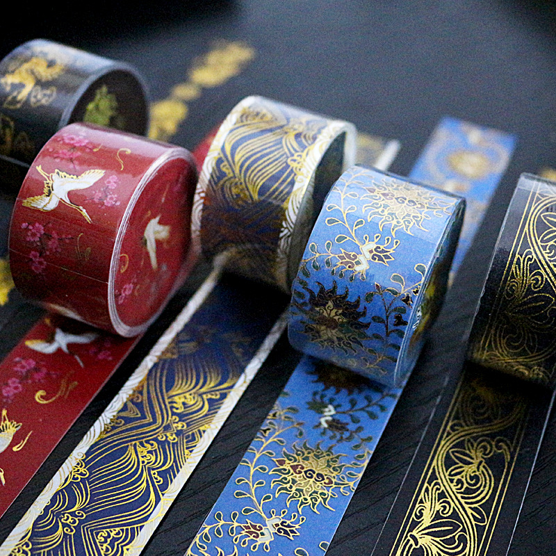 新款烫金古风和纸胶带 中国风文创手帐胶带定制日式和风手账素材