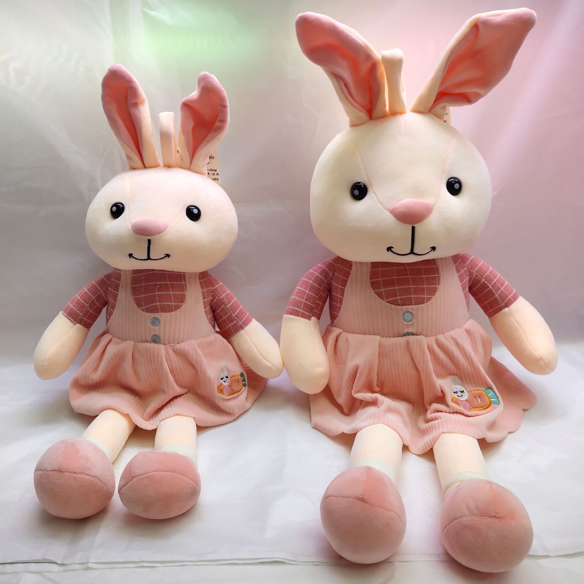 软体背带裙兔子毛绒玩具布娃娃抱枕 可爱小白兔公仔玩偶儿童女生