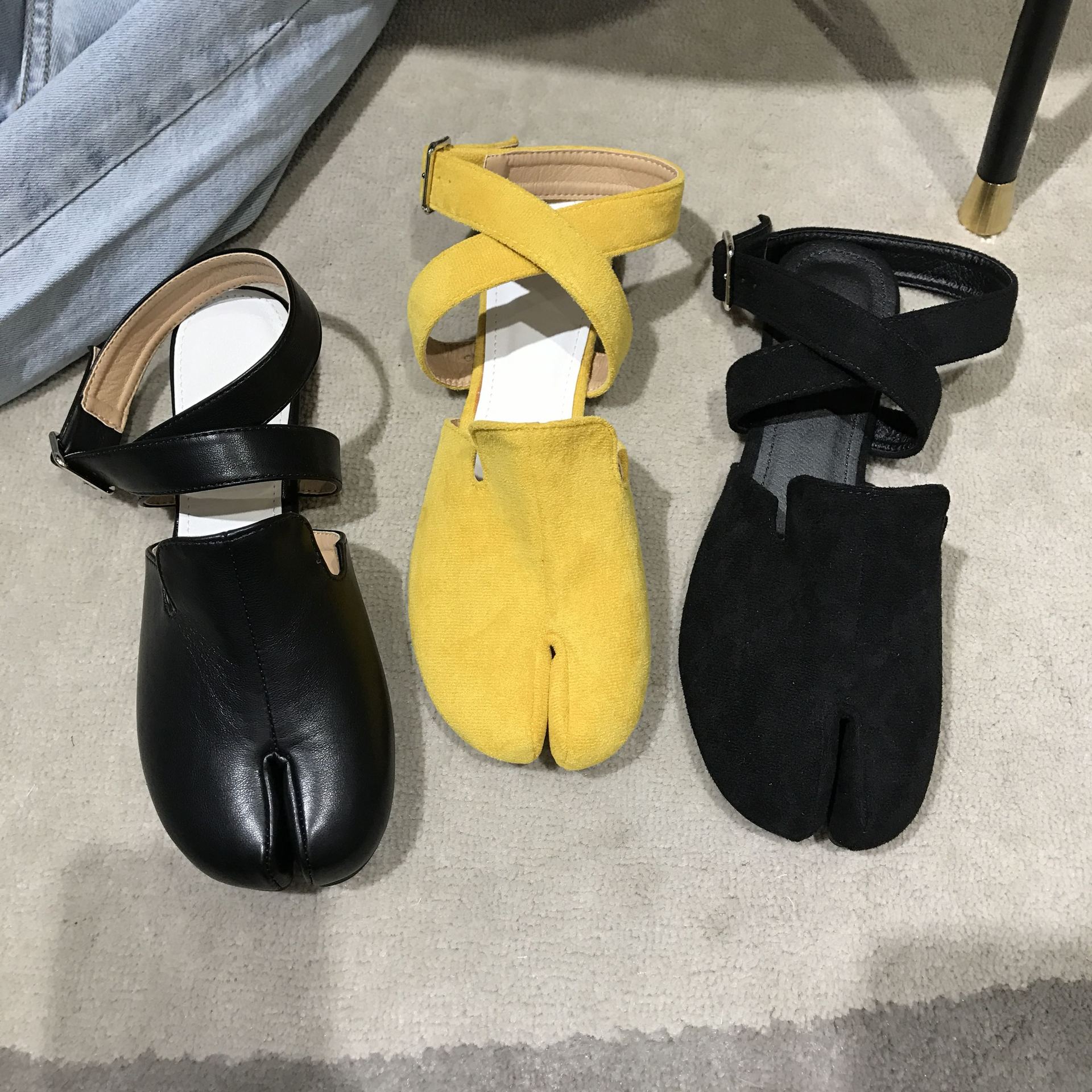 分趾鞋2020新款欧美平底包头凉鞋懒人一脚蹬马蹄鞋女