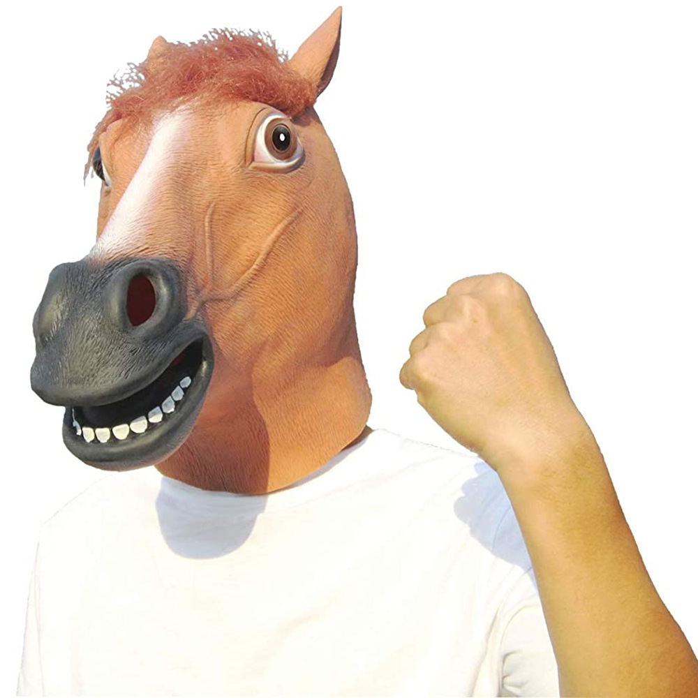 马头套 乳胶动物装扮面具 抖音拍摄直播道具 万圣节派对面具
