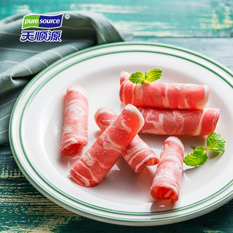 天顺源精制羔羊肉片1kg袋装火锅食材清真冷冻羊肉批发货源充足